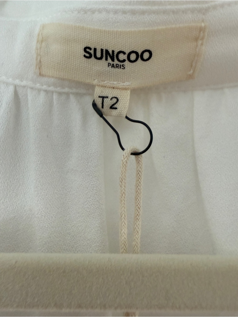 Suncoo Paris Blouse Lory Ivory Eyelet Lace Sleeve V-Neck Top NWT Size T2 / US M - Picture 3 of 13